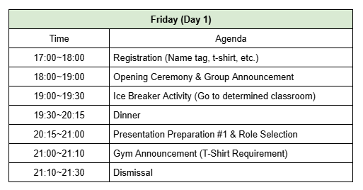 Friday Schedule